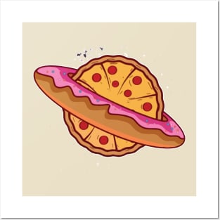 pizza and donuts fast food Posters and Art